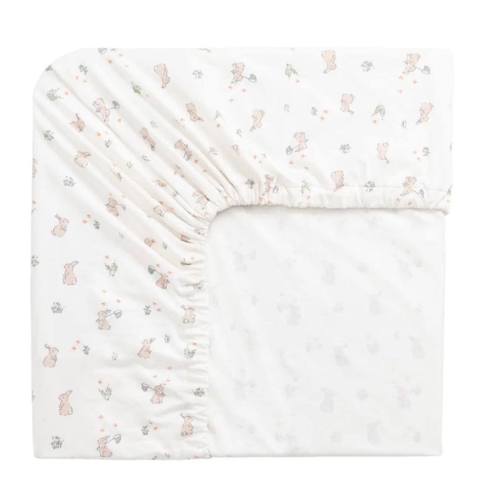 NEW Organic Cotton Crib Sheet - Bunny Lapin Jardin from Jamie Kay Bunny Nursery